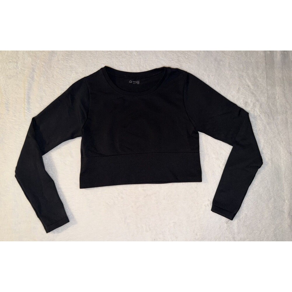 OFFLINE By‎ Aerie Seamless Long Sleeve Crop Top Black Small Activewear Workout